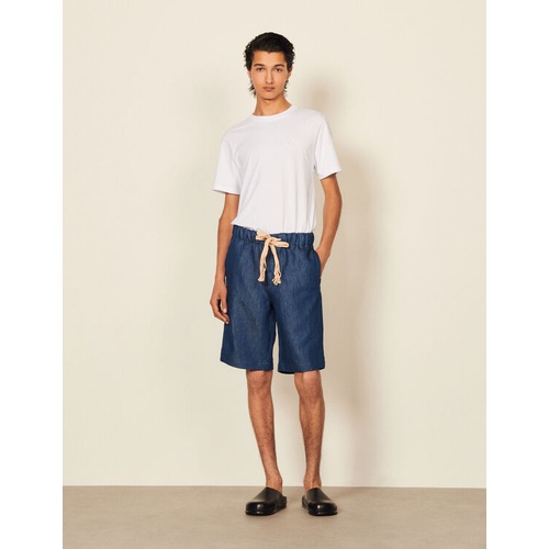 산드로 Sandro Wide chambray Bermuda shorts