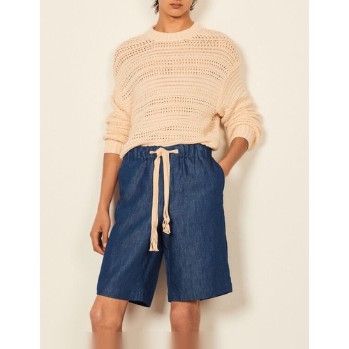 산드로 Sandro Wide chambray Bermuda shorts