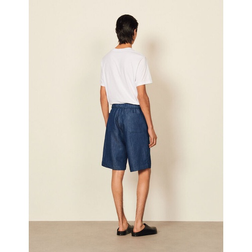 산드로 Sandro Wide chambray Bermuda shorts