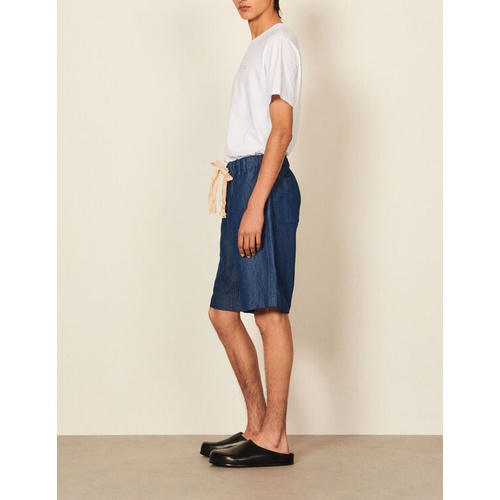 산드로 Sandro Wide chambray Bermuda shorts