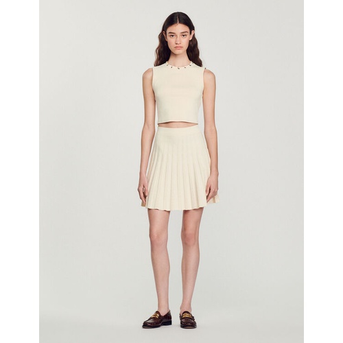 산드로 Sandro Short pleated knit skirt