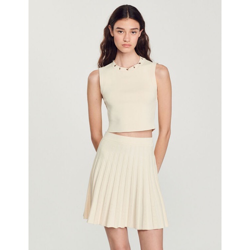 산드로 Sandro Short pleated knit skirt