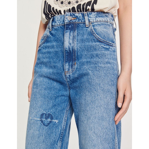 산드로 Sandro Straight-leg jeans with heart embroidery