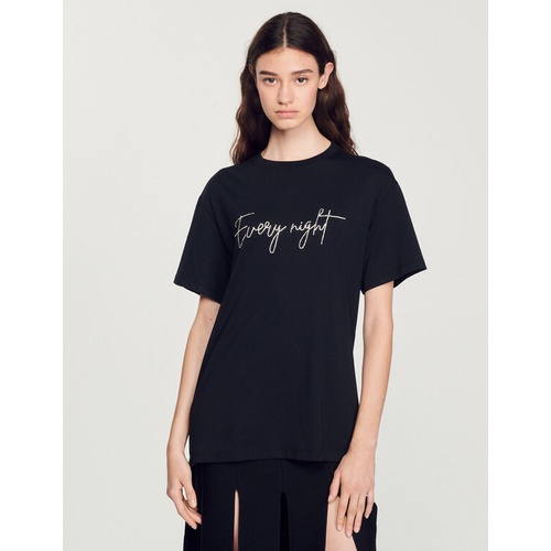 산드로 Sandro Embroidered Every Night T-shirt